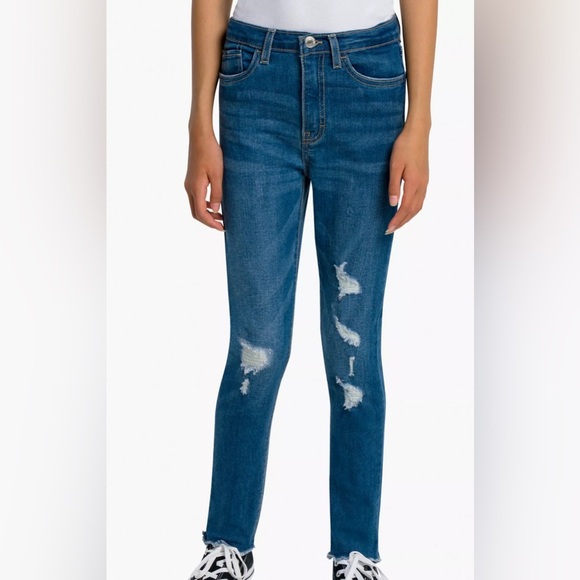 Levi’s 720 High Rise Super Skinny Jeans 6X (6-7 yrs) Med Wash Distressed Denim - Picture 1 of 8